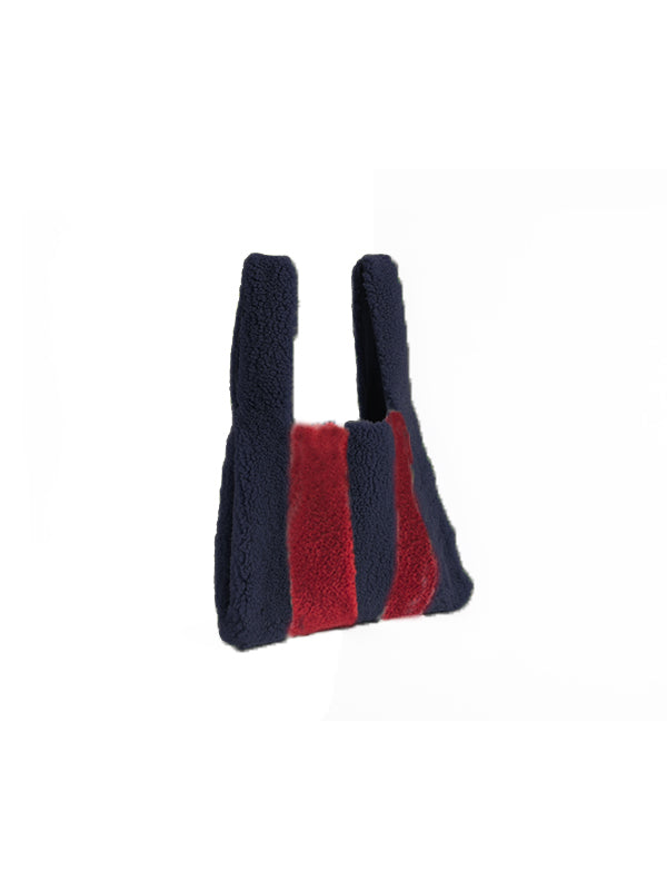 【FLEI】ムートン　バッグ｜キャメル×ホワイト、グリーン×ホワイト、ネイビー×レッド（3カラー）