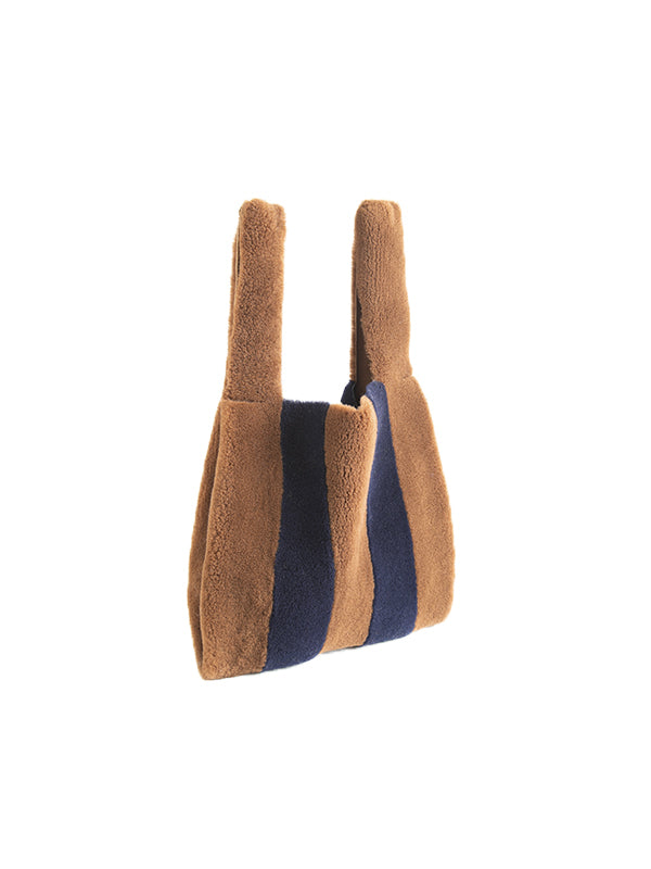 【FLEI】ムートン　バッグ｜ブラック×ホワイト、キャメル×ネイビー（2カラー）