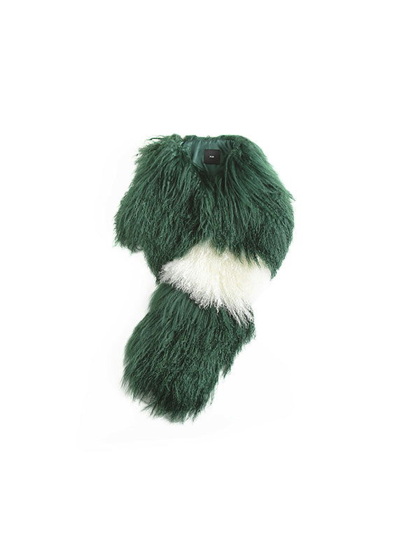 【FLEI】チベットラム　ロングマフラー｜グリーン×ホワイト、ホワイト×キャメル（2カラー）