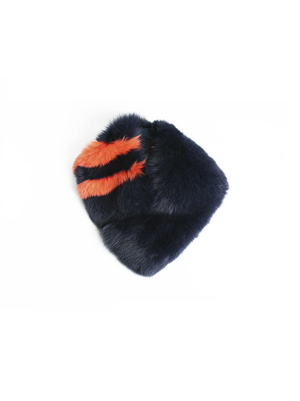 【FLEI】フォックス　マフラー｜ブラックｘイエロー、ネイビーｘオレンジ（2カラー）