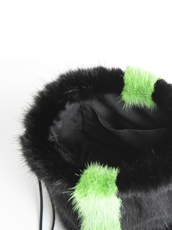 【FLEI】ミンク　バッグ｜ブラックxネオングリーン（1カラー）
