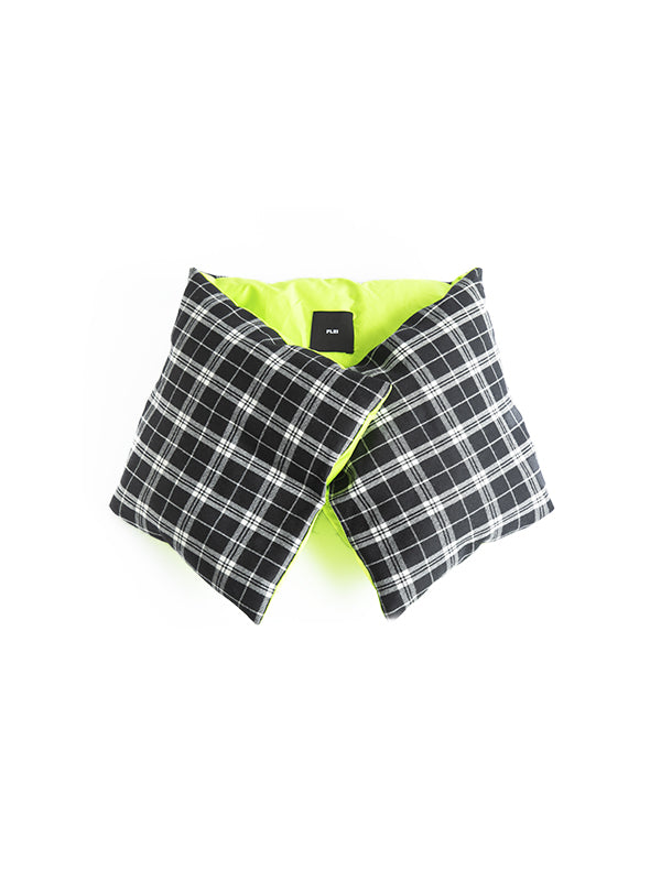 【FLEI】ダウンマフラー ｜グリーンｘアニマル柄、レッドｘアニマル柄、グレーｘネオングリーン（3カラー）