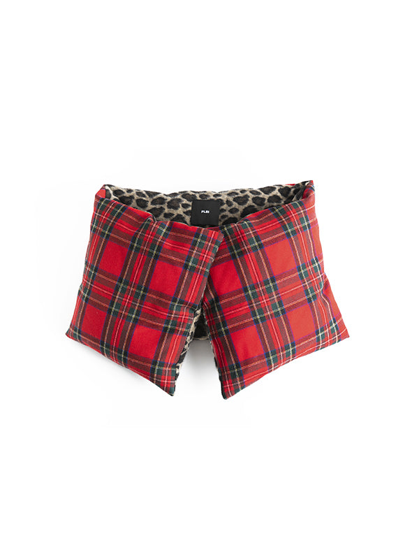 【FLEI】ダウンマフラー ｜グリーンｘアニマル柄、レッドｘアニマル柄、グレーｘネオングリーン（3カラー）