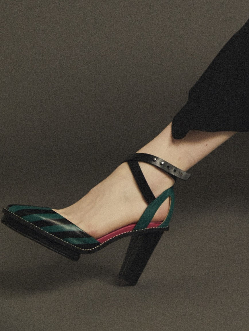 【FLEI】ストライプ　サンダル｜グリーン、ブルー、キャメル（3カラー）