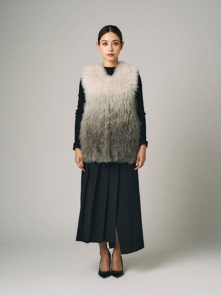 美品✨LAVITA ラヴィータ　ファー　ポンチョ　カシミヤ　グレー　XL カシミヤファー ベスト｜グレー、ネイビー、グリーン（3カラー
