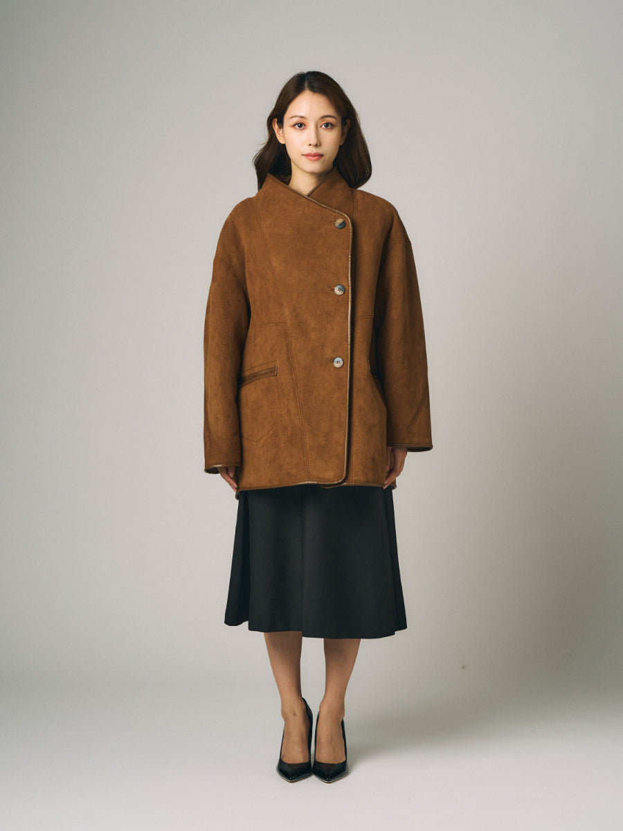 フェイクムートン　リバーシブルコート｜ブラウン（1カラー）