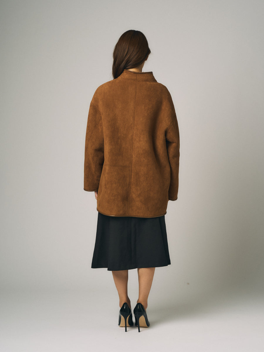 フェイクムートン　リバーシブルコート｜ブラウン（1カラー）