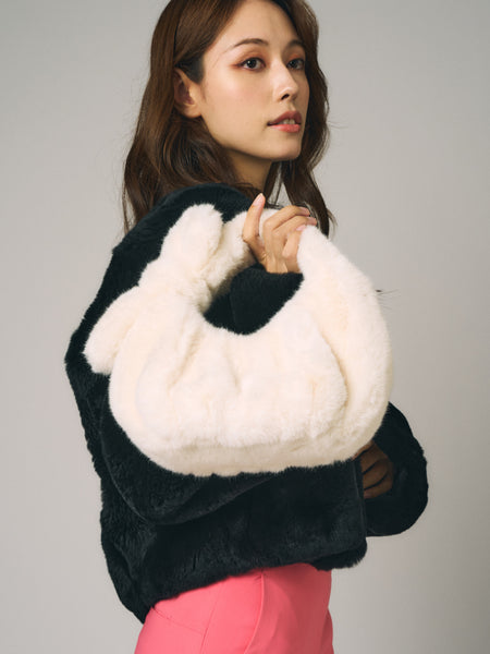 フェイクミンク バッグ｜ライトグレー、ピンク、ホワイト（3カラー