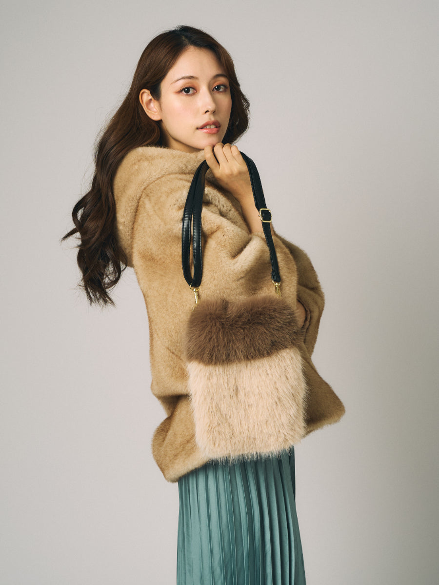 フェイクトスカーナ　バッグ｜ピンクベージュ、ダークグリーン、マスタード、アイボリー、ブルー、グリーン、ブラック、ブラウンxベージュ（8カラー）