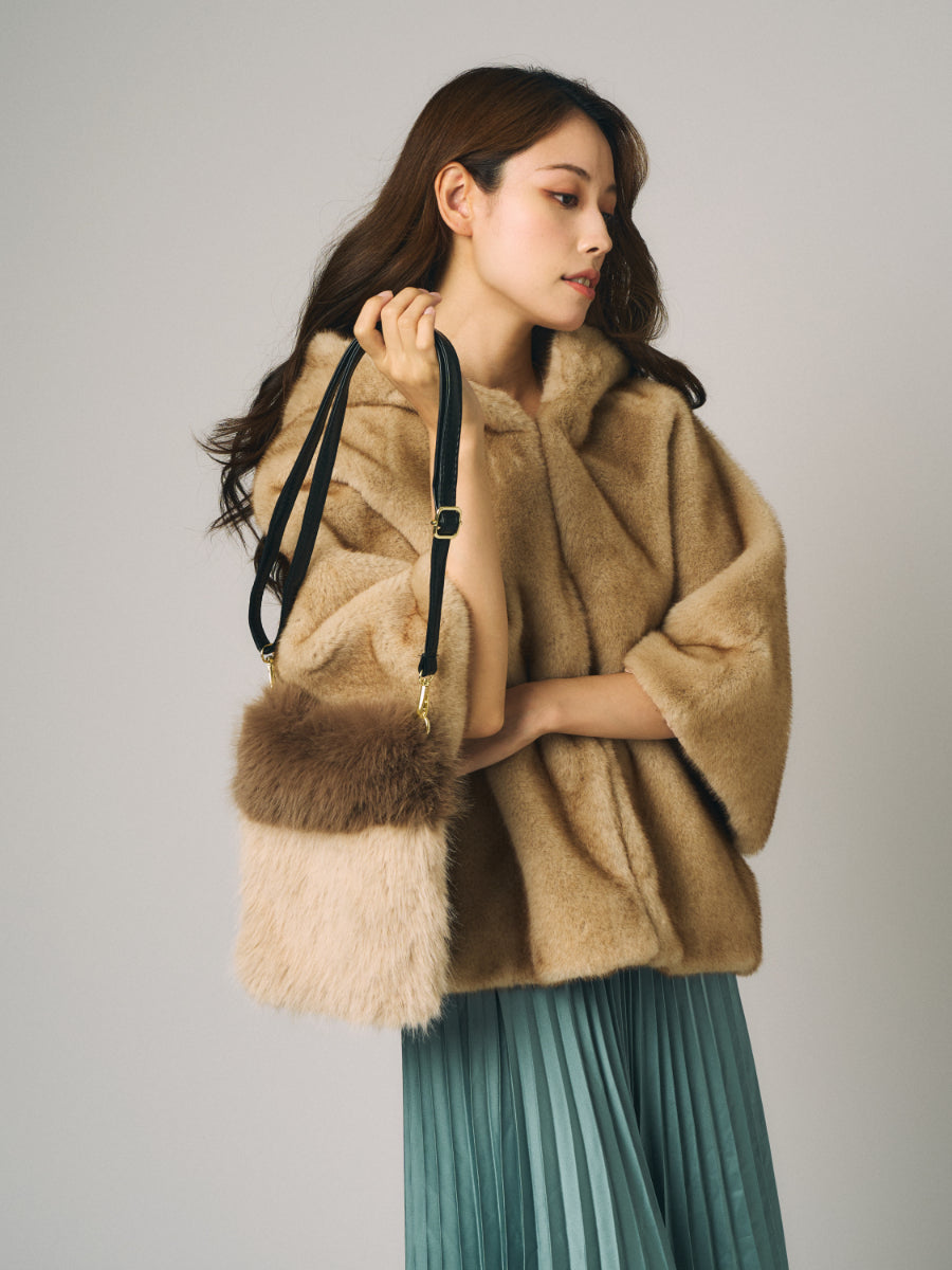 フェイクトスカーナ　バッグ｜ピンクベージュ、ダークグリーン、マスタード、アイボリー、ブルー、グリーン、ブラック、ブラウンxベージュ（8カラー）