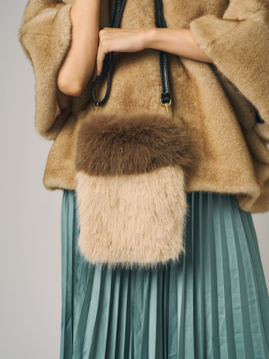 フェイクトスカーナ　バッグ｜ピンクベージュ、ダークグリーン、マスタード、アイボリー、ブルー、グリーン、ブラック、ブラウンxベージュ（8カラー）