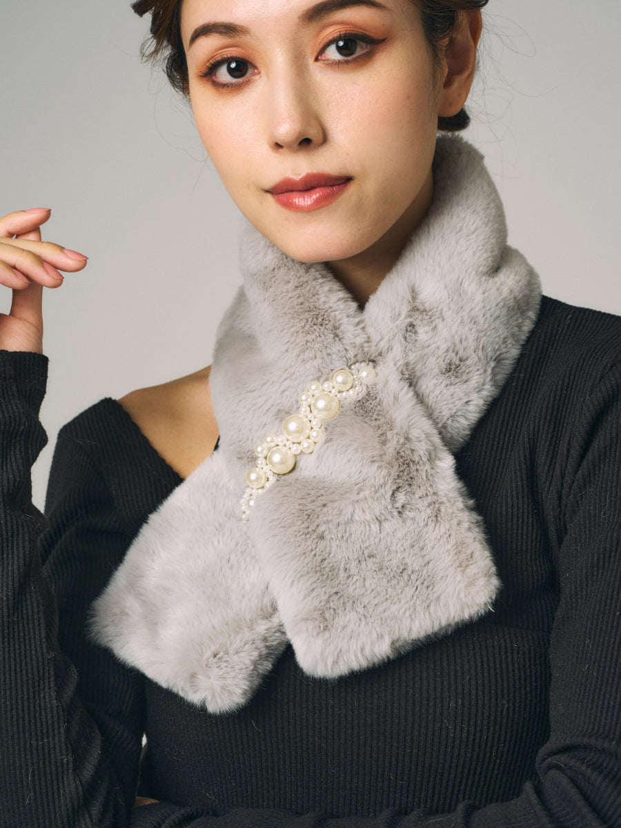 フェイクレッキス　マフラー｜グレー、モカ（2カラー）