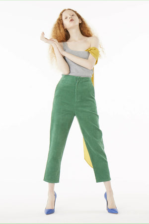 【FLEI】High-Waist Corduroy Pants｜グリーン、パープル（2カラー）