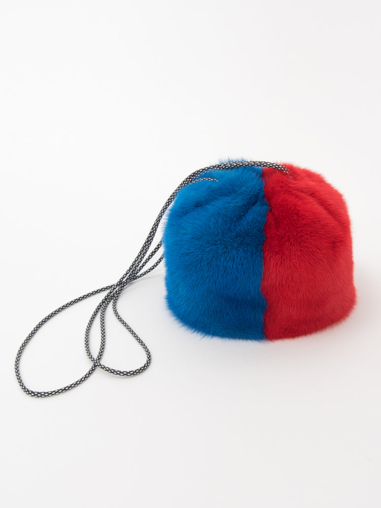 【FLEI】ミンク　バッグ｜ブラック×グリーン、ブラック×ホワイト、ブルー×レッド（3カラー）