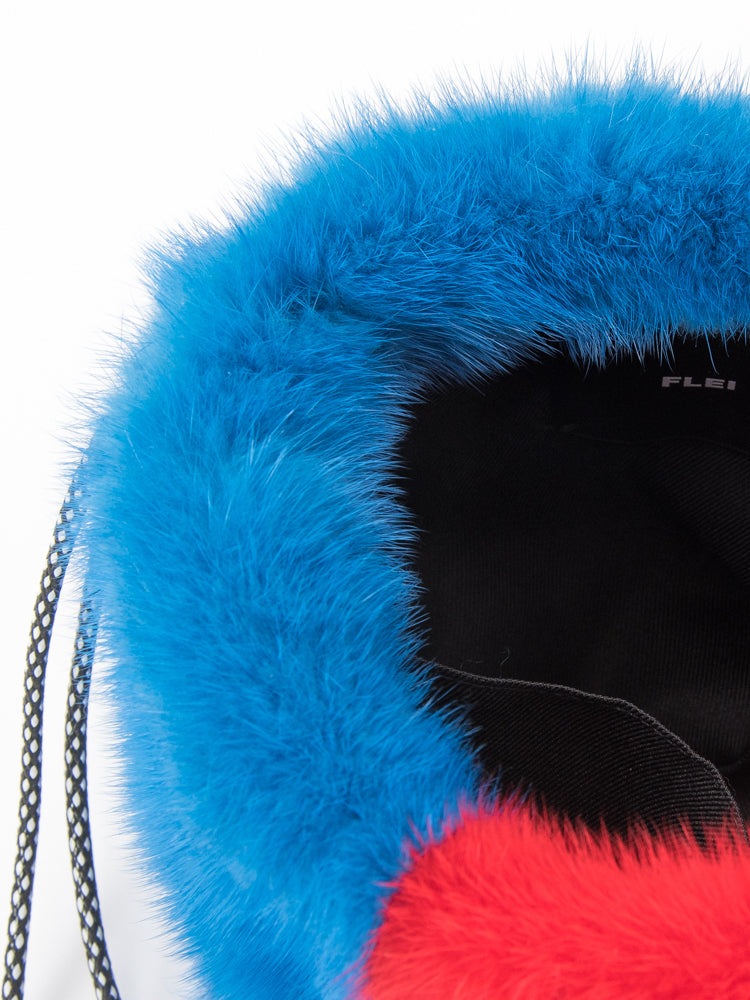 【FLEI】ミンク　バッグ｜ブラック×グリーン、ブラック×ホワイト、ブルー×レッド（3カラー）