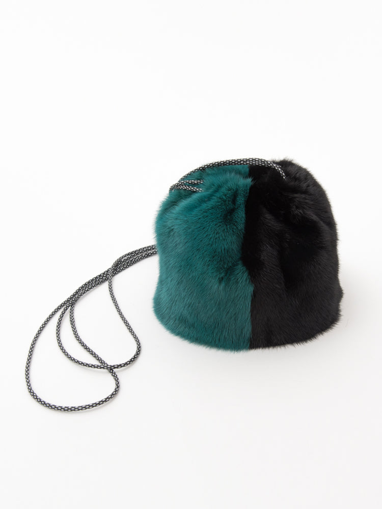 【FLEI】ミンク　バッグ｜ブラック×グリーン、ブラック×ホワイト、ブルー×レッド（3カラー）