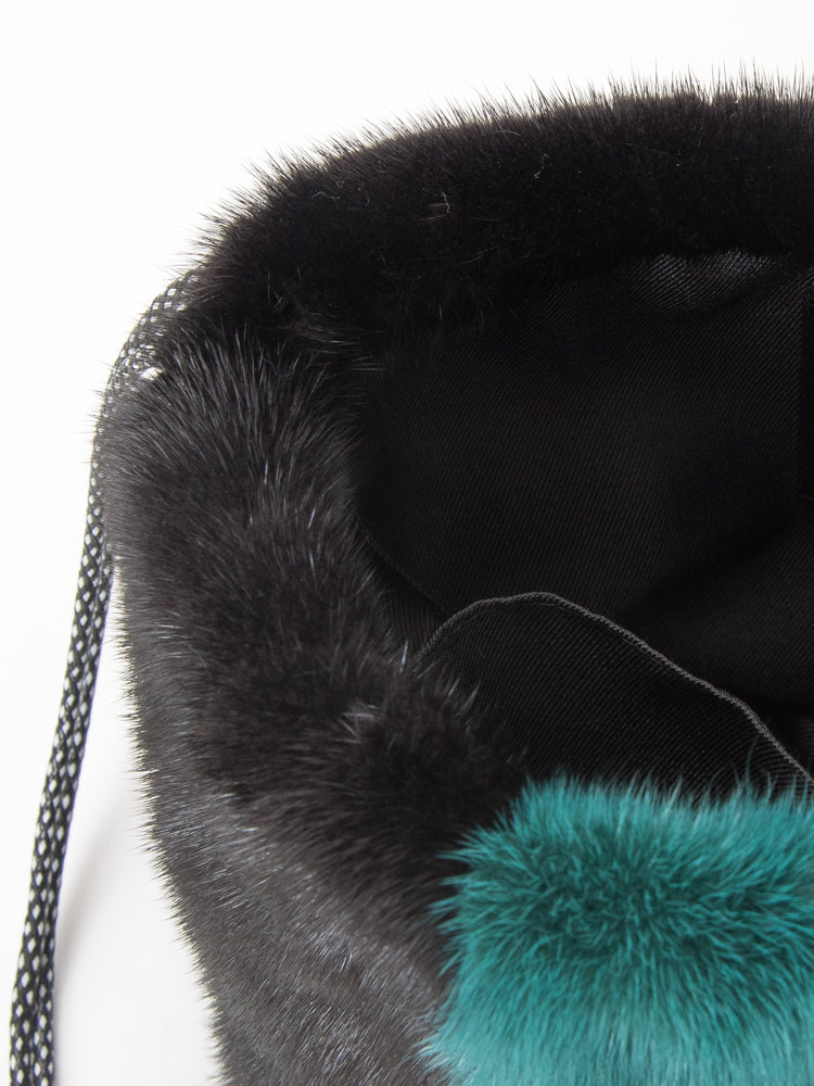 【FLEI】ミンク　バッグ｜ブラック×グリーン、ブラック×ホワイト、ブルー×レッド（3カラー）