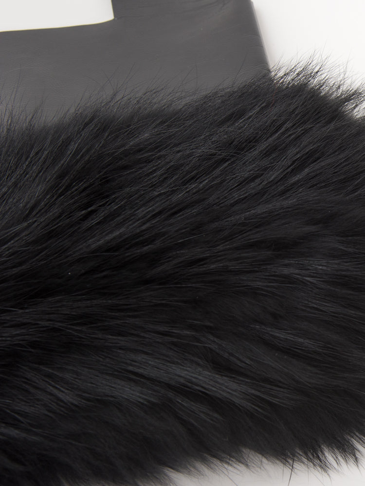 【FLEI】フェイクレザー　バッグ　w/ラクーン｜ブラック（1カラー）