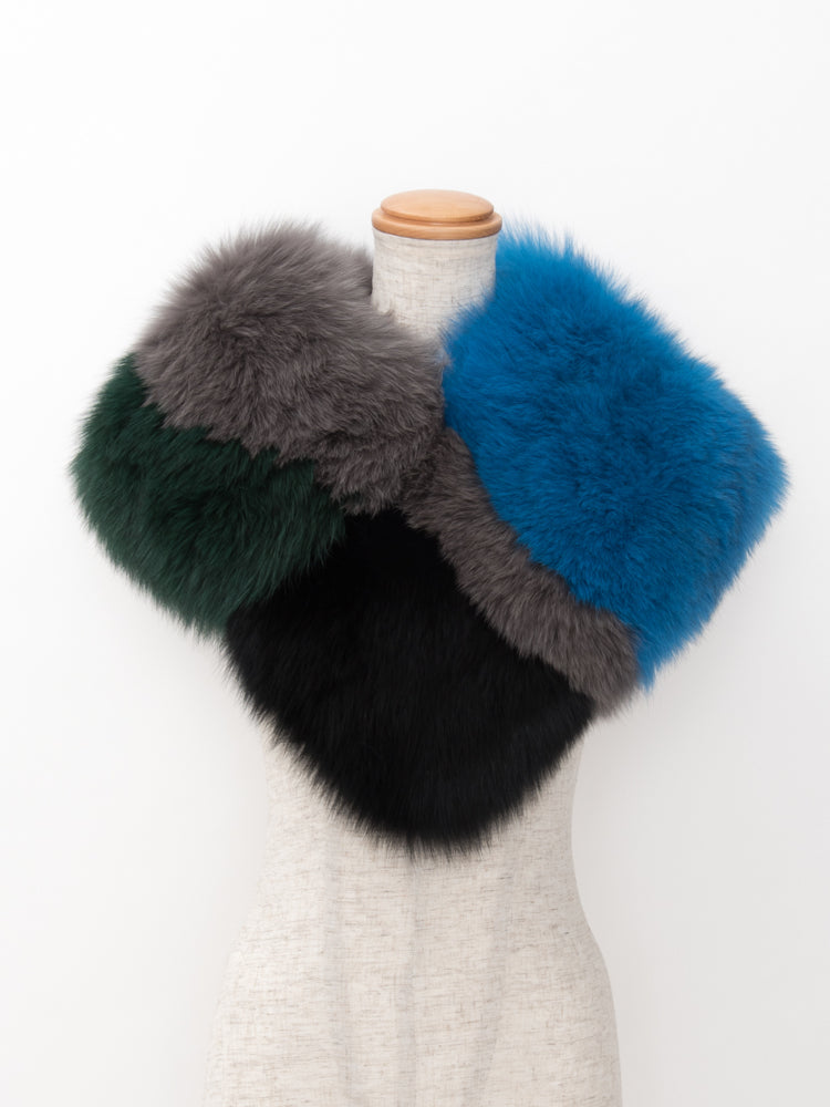 【FLEI】フォックス　マフラー｜ブルーｘグレー（1カラー）