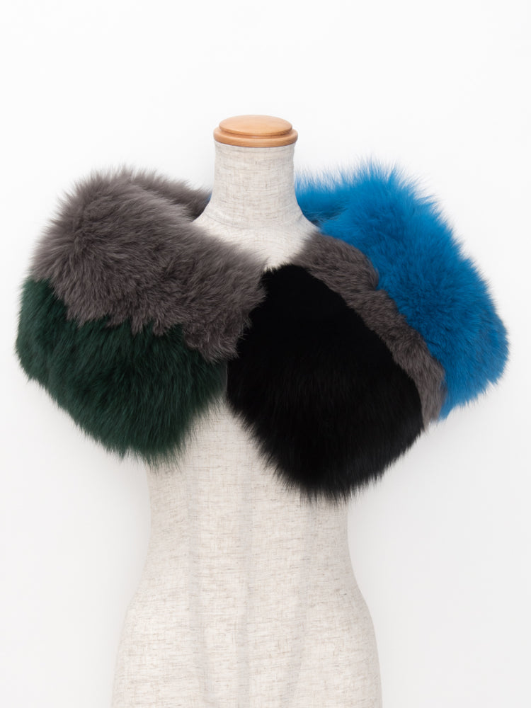 【FLEI】フォックス　マフラー｜ブルーｘグレー（1カラー）