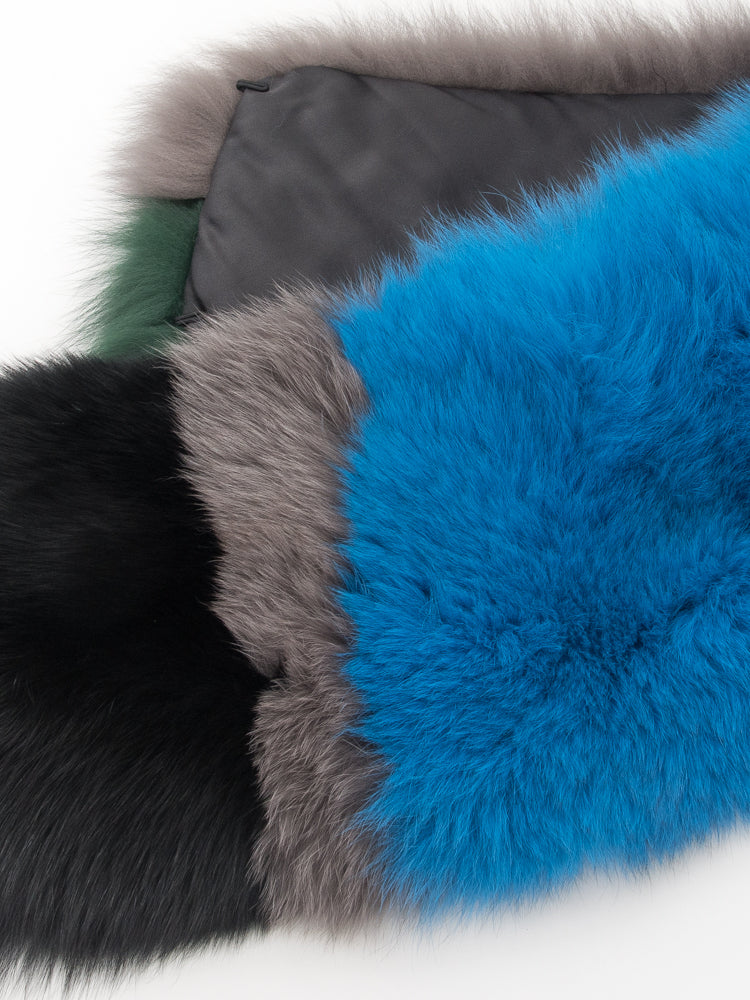 【FLEI】フォックス　マフラー｜ブルーｘグレー（1カラー）