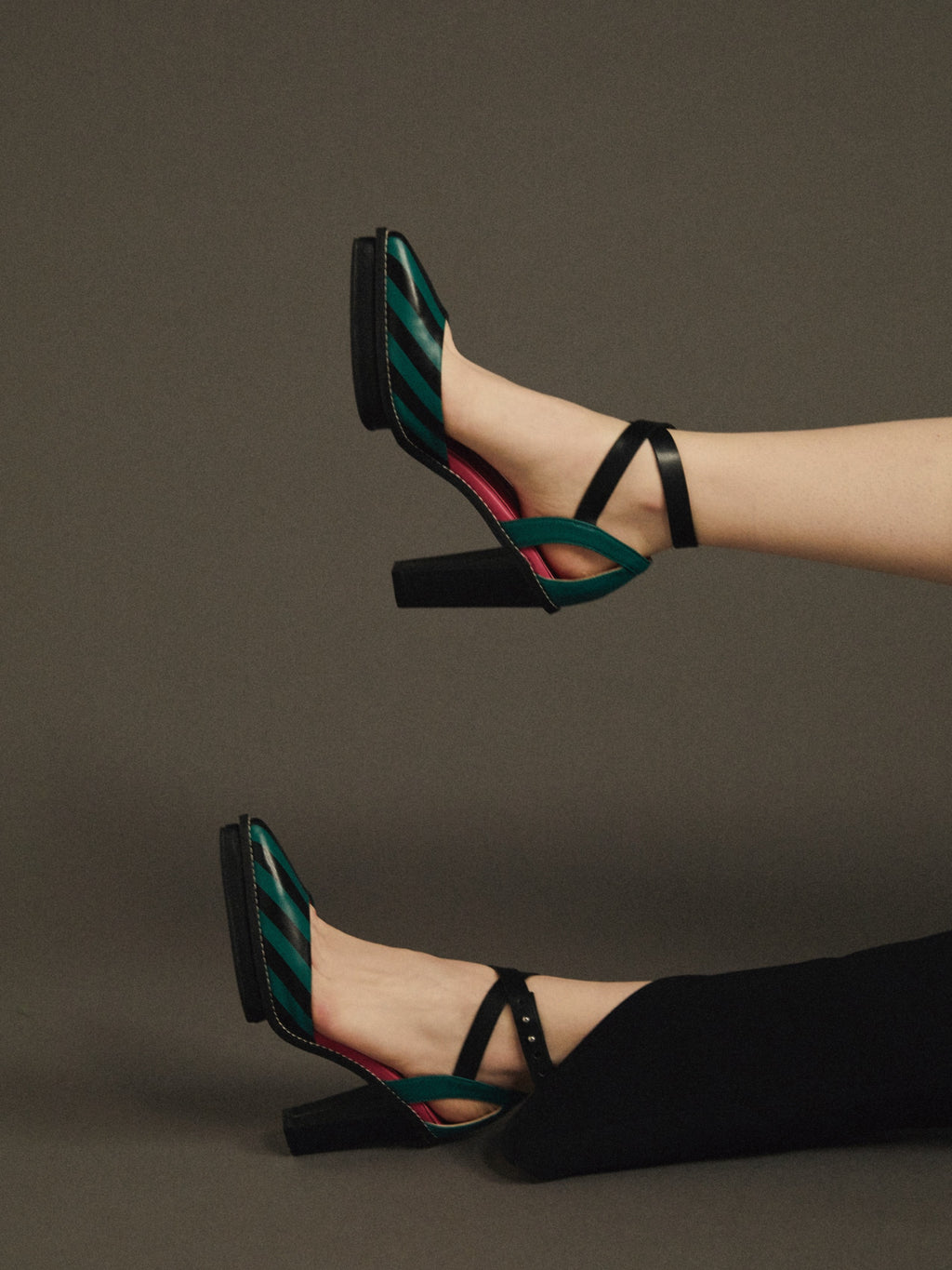 【FLEI】ストライプ　サンダル｜グリーン、ブルー、キャメル（3カラー）