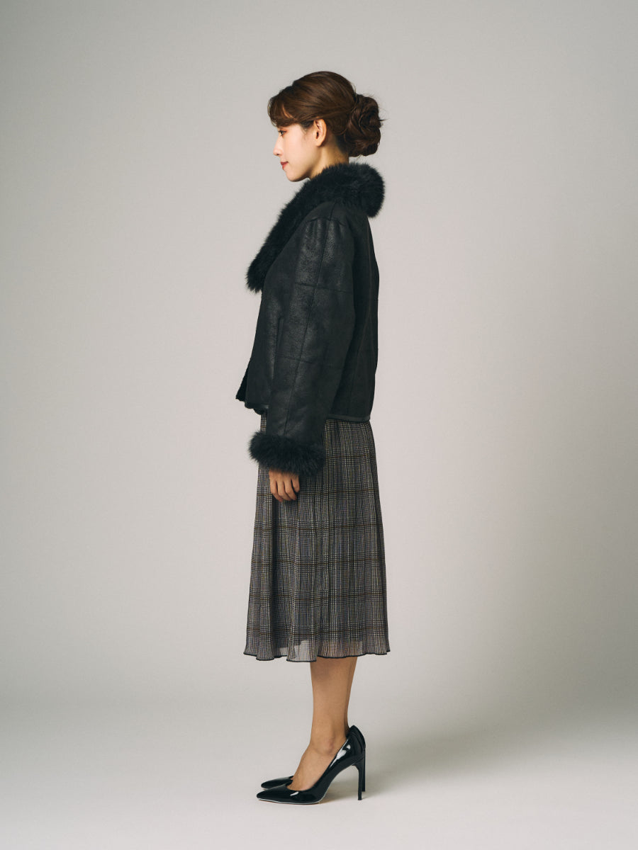 フェイクレッキス＆フェイクフォックス　ダブルフェイスジャケット｜ブラック（1カラー）