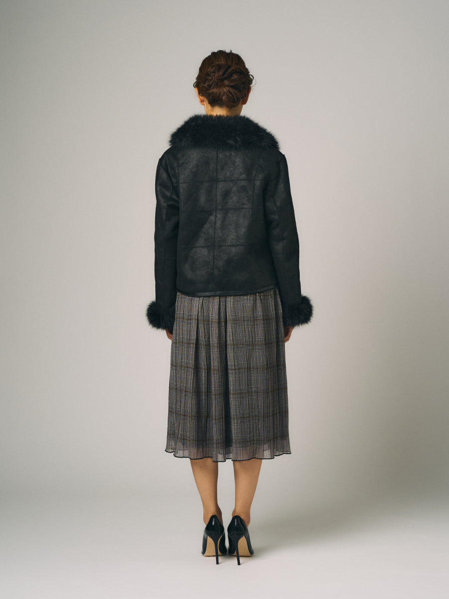 フェイクレッキス＆フェイクフォックス　ダブルフェイスジャケット｜ブラック（1カラー）