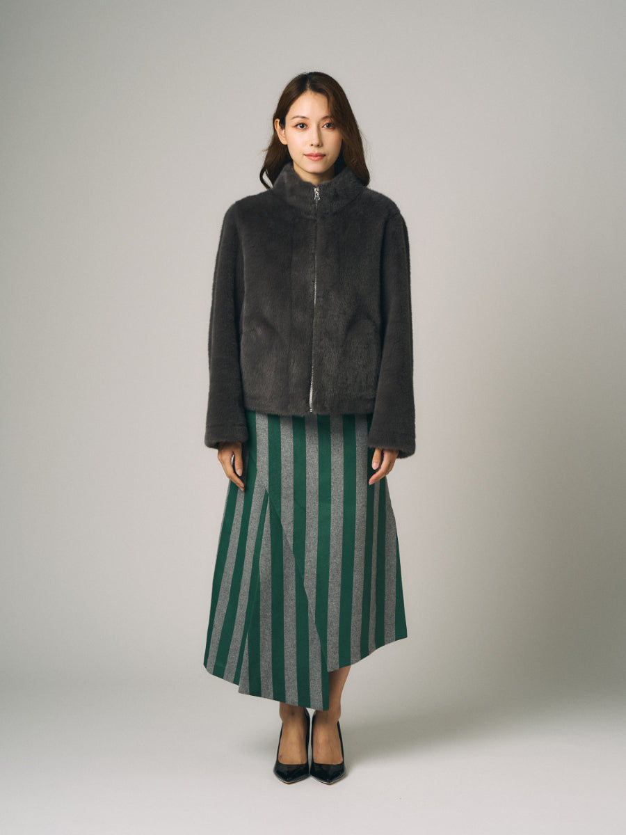 フェイクミンク　ジャケット｜ダークグレー（1カラー）