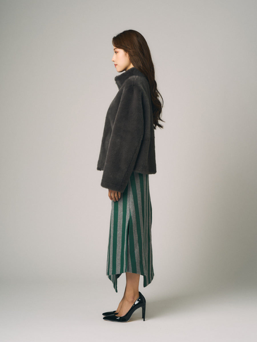 フェイクミンク　ジャケット｜ダークグレー（1カラー）