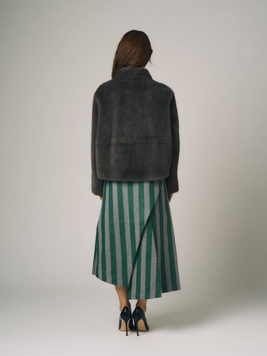 フェイクミンク　ジャケット｜ダークグレー（1カラー）