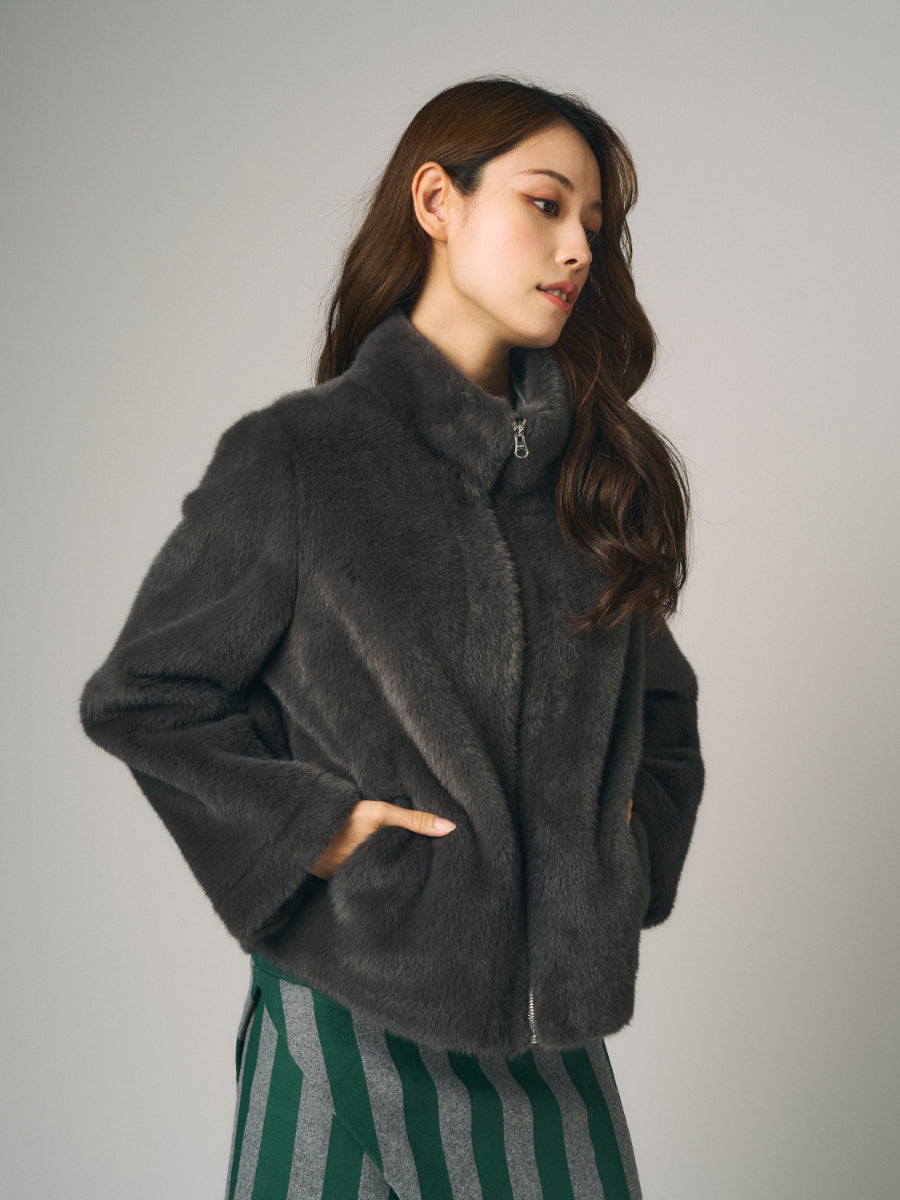 フェイクミンク　ジャケット｜ダークグレー（1カラー）