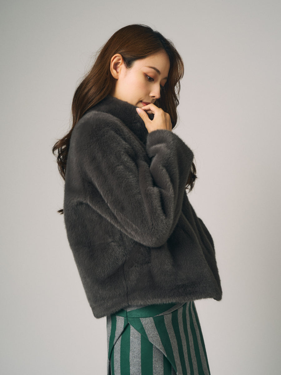 フェイクミンク　ジャケット｜ダークグレー（1カラー）