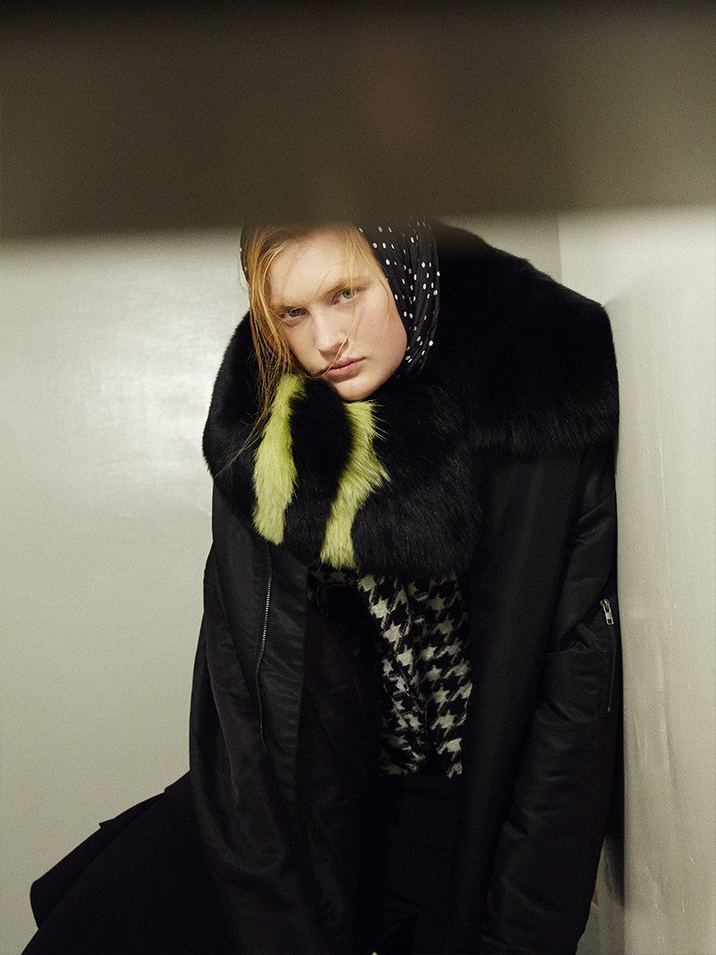 【FLEI】フォックス　マフラー｜ブラックｘイエロー、ネイビーｘオレンジ（2カラー）