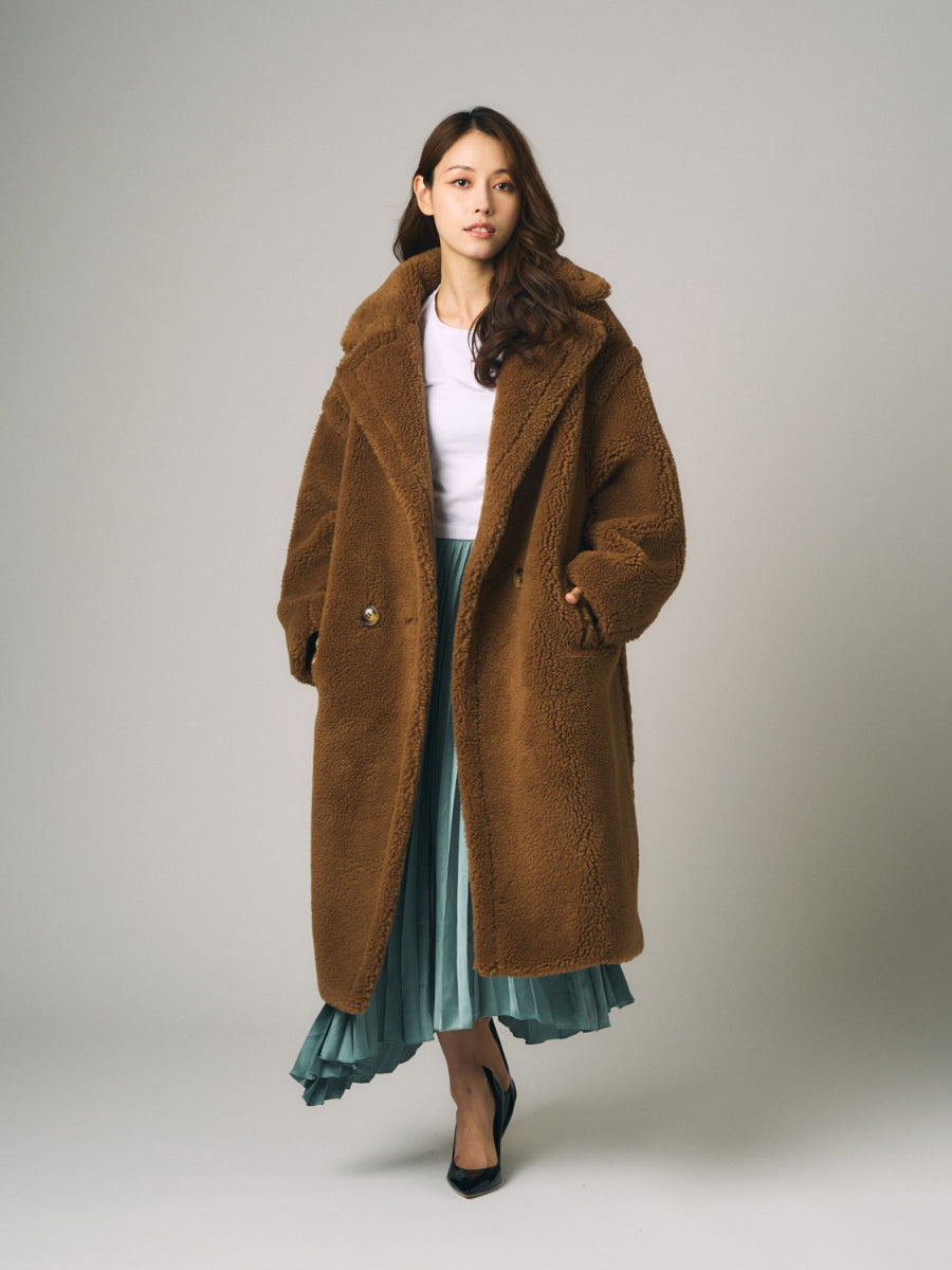 テディベア　ボア　コート |ブラウン、 グレー（2カラー）