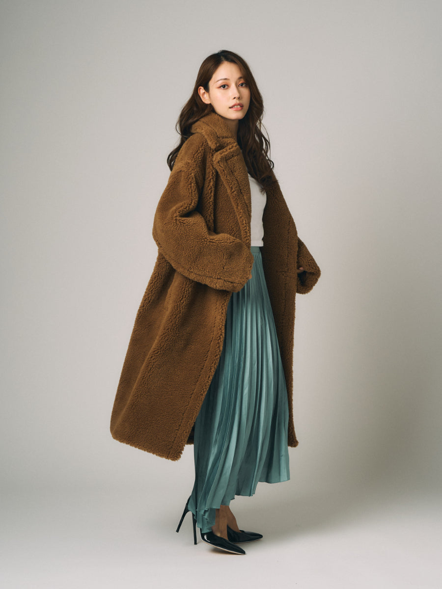 テディベア　ボア　コート |ブラウン、 グレー（2カラー）