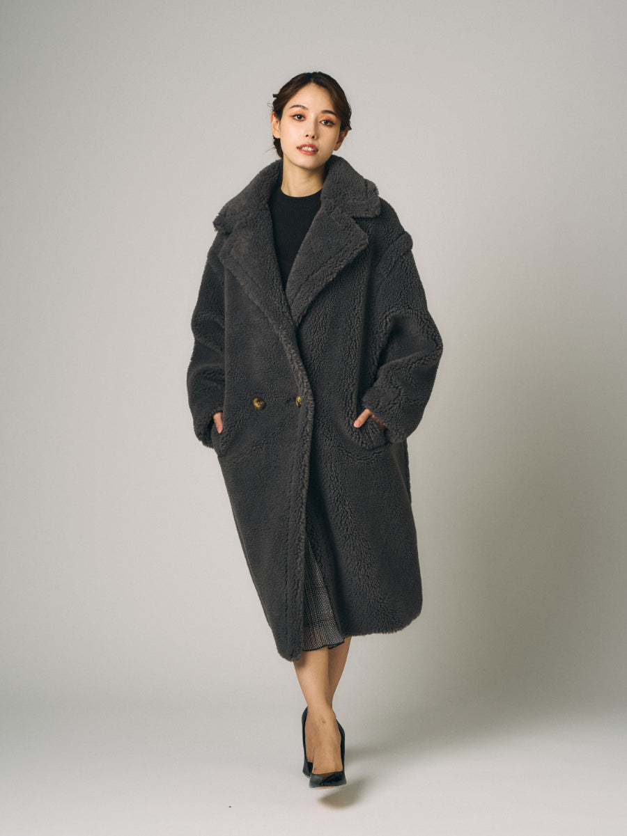テディベア　ボア　コート |ブラウン、 グレー（2カラー）