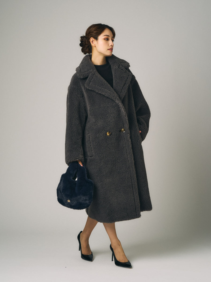 テディベア　ボア　コート |ブラウン、 グレー（2カラー）