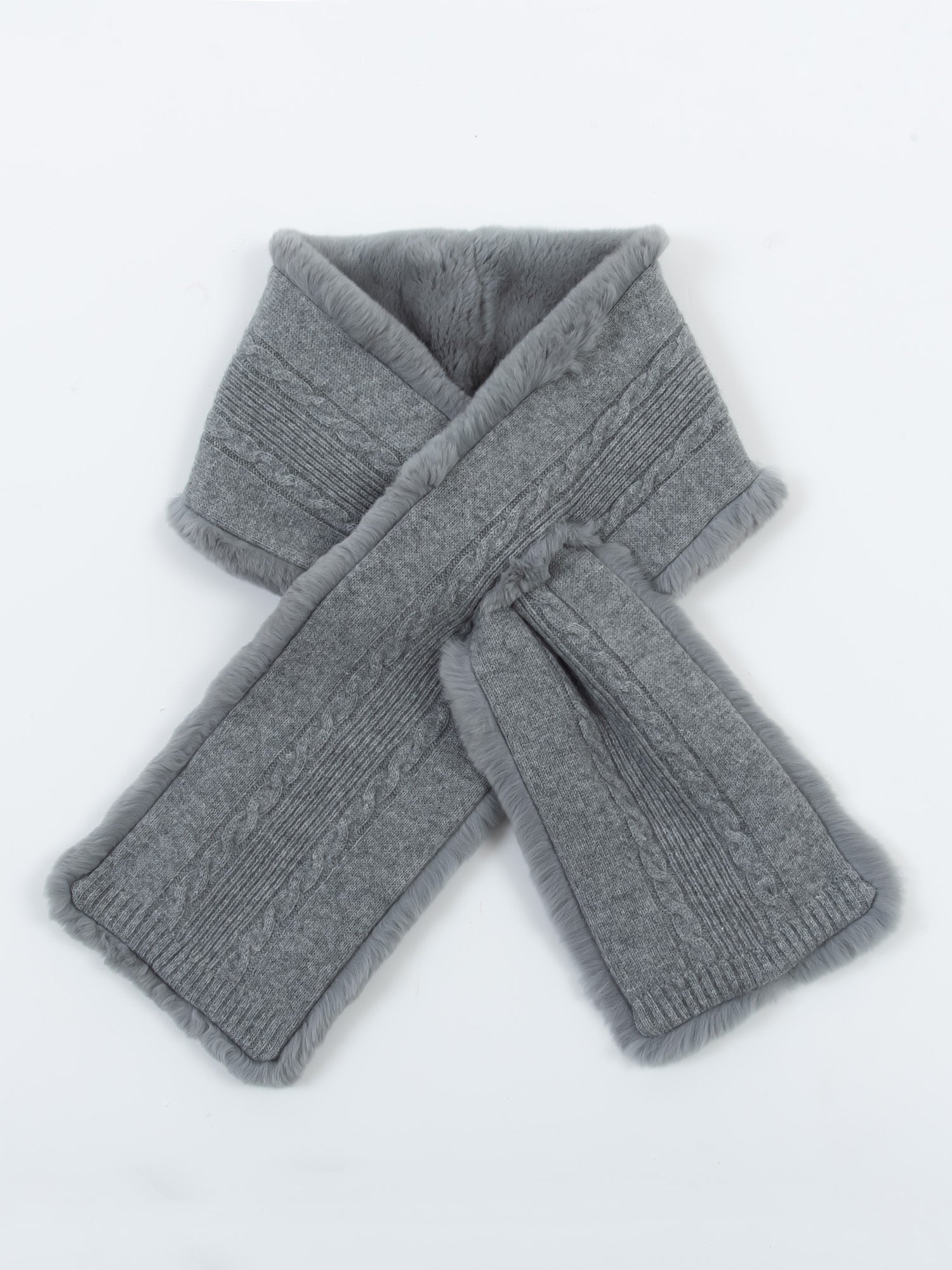 レッキス & カシミヤニット　リバーシブルマフラー ｜ライトブルー、ライトグレー、ホワイト、ブルー、ブラック、モカ、ネイビー（7カラー）