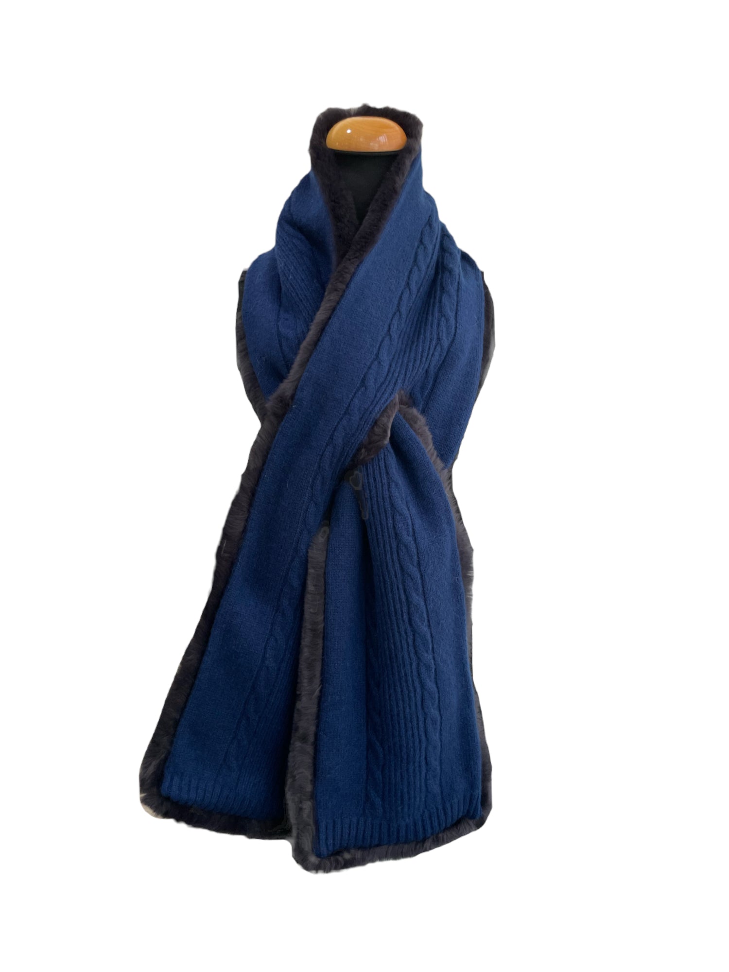 レッキス & カシミヤニット　リバーシブルマフラー ｜ライトブルー、ライトグレー、ホワイト、ブルー、ブラック、モカ、ネイビー（7カラー）