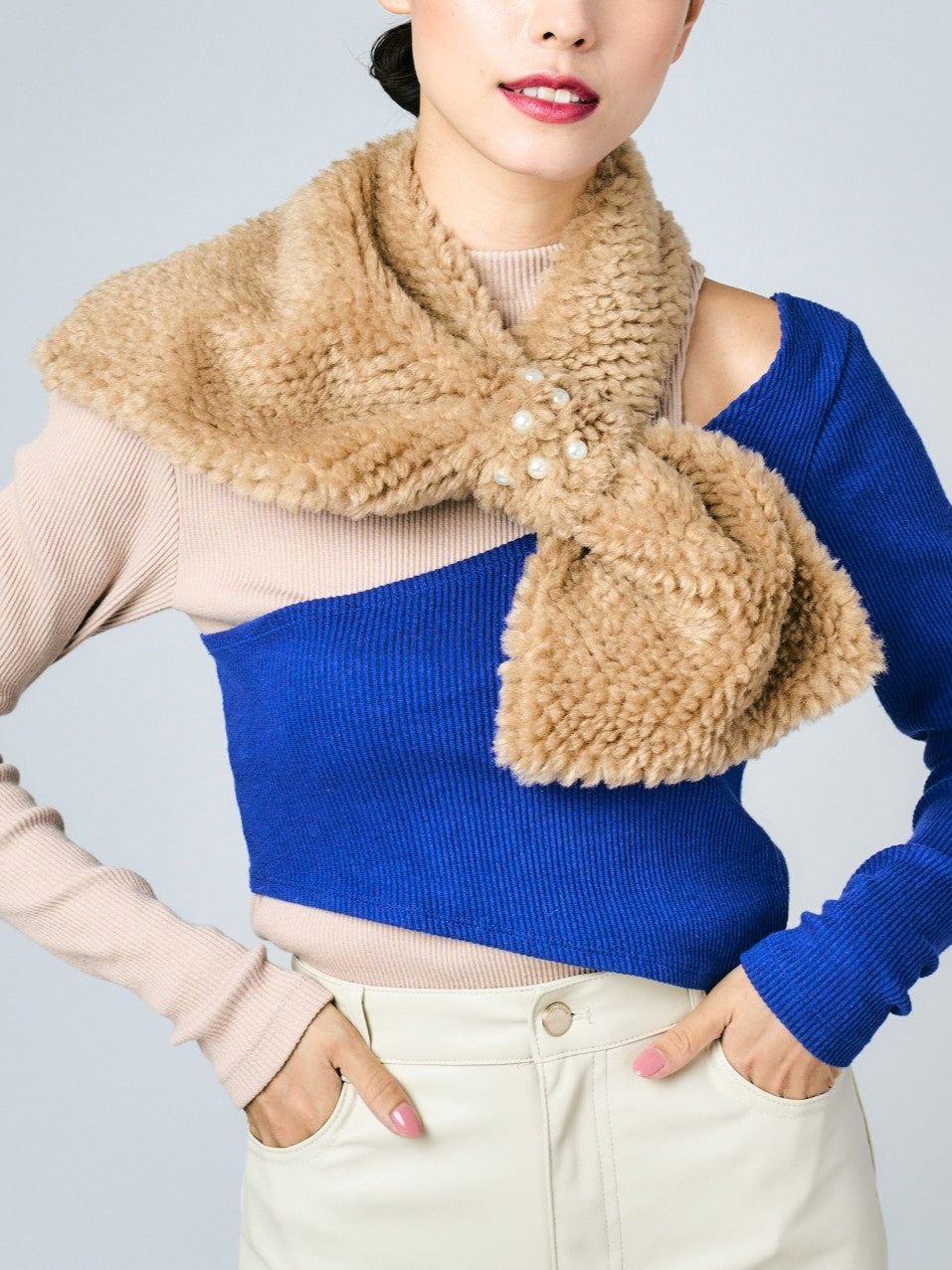 ボア　マフラー｜ベージュ、ブラウン（2カラー）