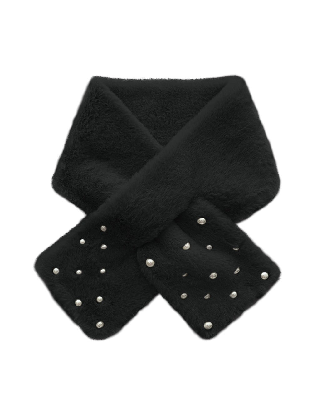 フェイクレッキス　マフラー　w/樹脂パール｜ブラック、ベージュ、ライトグレー（3カラー）