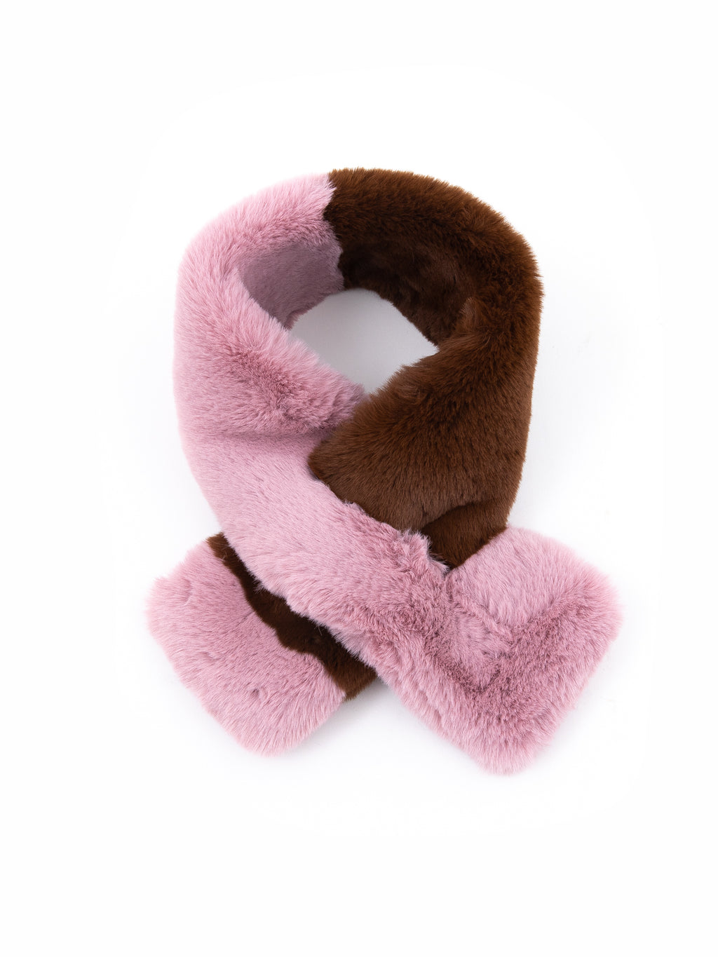 フェイクレッキス　マフラー｜ピンクⅹモカ、キャメルxベージュ（2カラー）