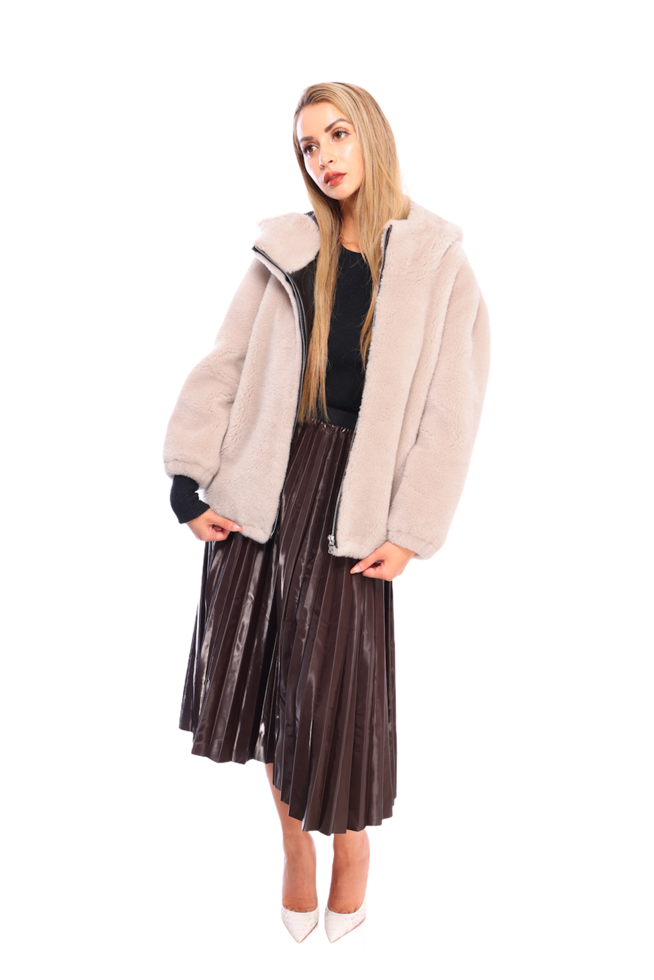 Wool Boa Hood JK｜アイボリー、ベージュ（2カラー）
