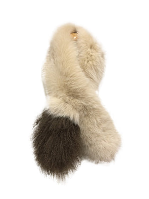 Fox & Tibet Lamb Muffler｜ベージュｘブラウン