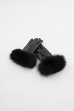 Lamb Leather Gloves w/Fox｜グリーン、パープル、ブラック（3カラー）